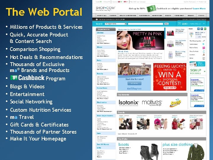 The Web Portal • Millions of Products & Services • Quick, Accurate Product &