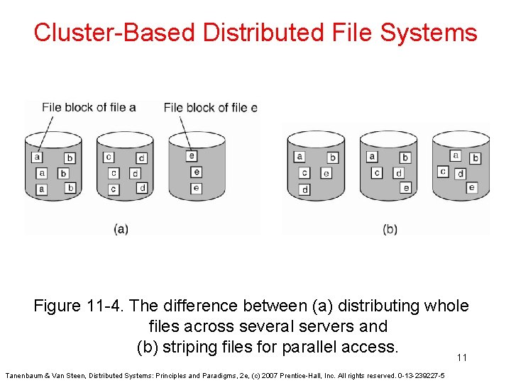 Cluster-Based Distributed File Systems Figure 11 -4. The difference between (a) distributing whole files