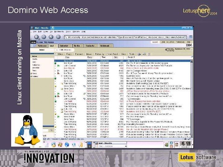 Linux client running on Mozilla Domino Web Access 