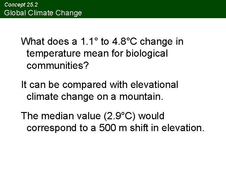 Concept 25. 2 Global Climate Change What does a 1. 1° to 4. 8°C