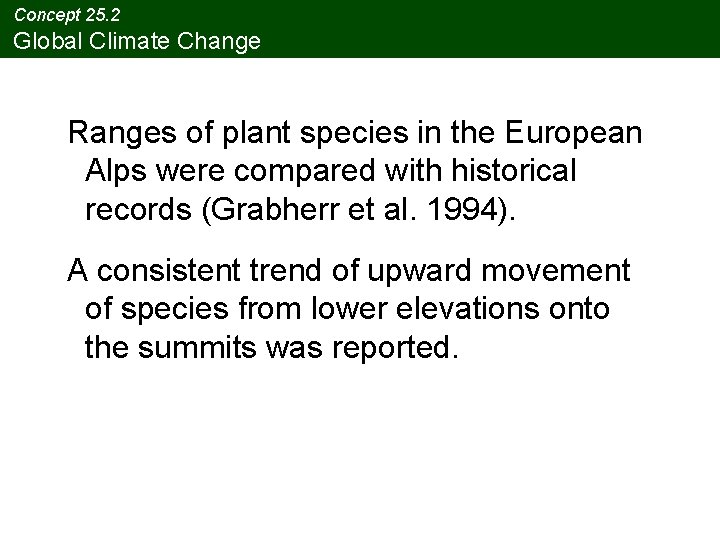 Concept 25. 2 Global Climate Change Ranges of plant species in the European Alps