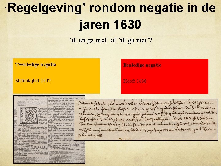 ‘Regelgeving’ rondom negatie in de jaren 1630 ‘ik en ga niet’ of ‘ik ga