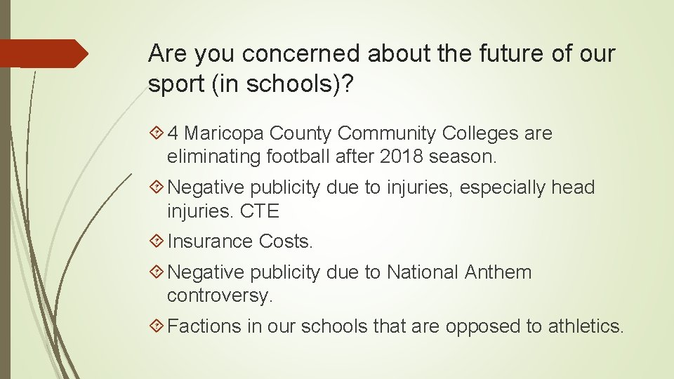 Are you concerned about the future of our sport (in schools)? 4 Maricopa County