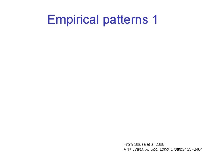 Empirical patterns 1 From Sousa et al 2008 Phil. Trans. R. Soc. Lond. B