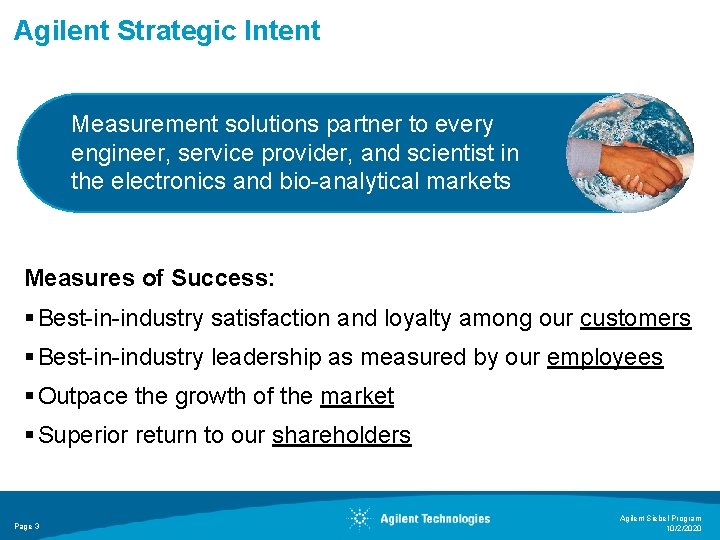 Agilent Strategic Intent Measurement solutions partner to every engineer, service provider, and scientist in