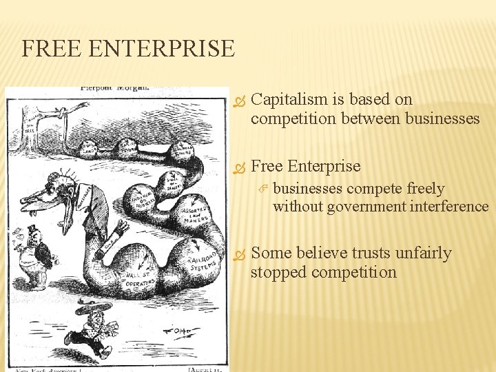 FREE ENTERPRISE Capitalism is based on competition between businesses Free Enterprise businesses compete freely