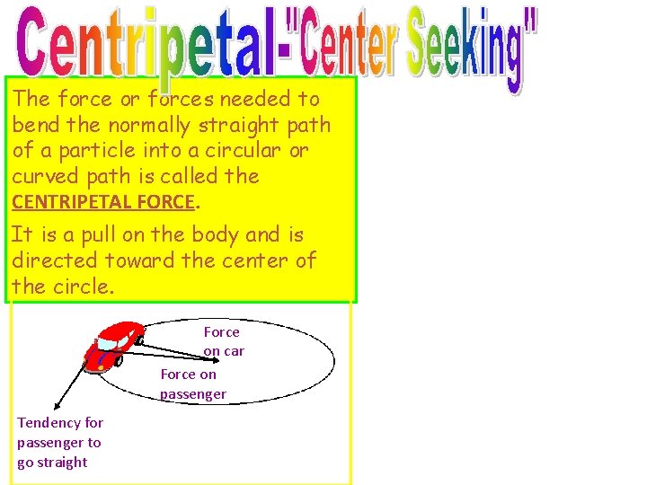 The force or forces needed to bend the normally straight path of a particle