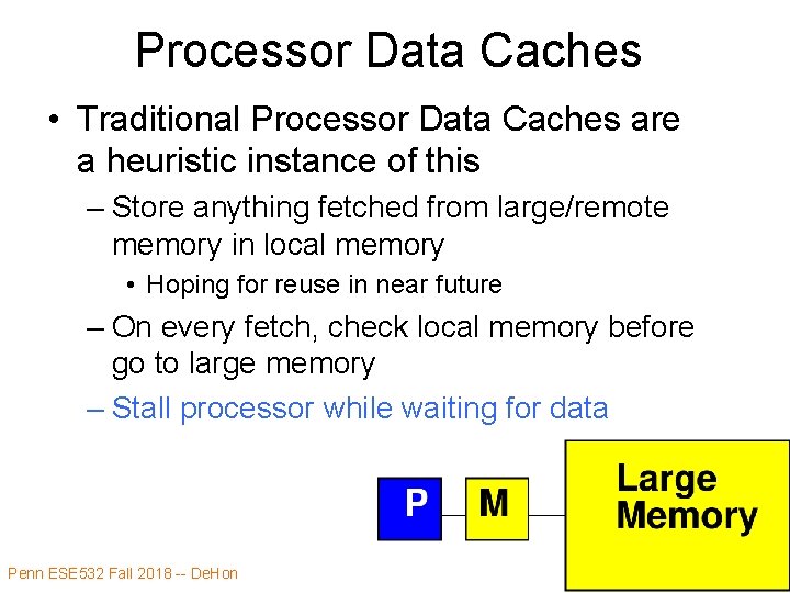 Processor Data Caches • Traditional Processor Data Caches are a heuristic instance of this