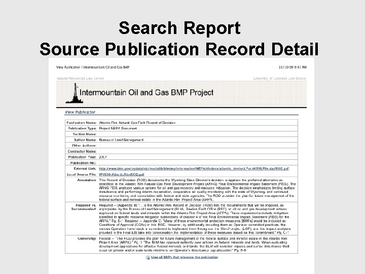 Search Report Source Publication Record Detail 