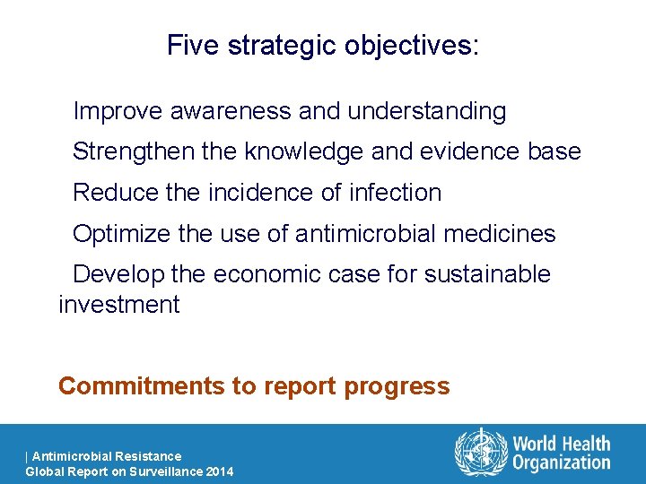 Five strategic objectives: Improve awareness and understanding Strengthen the knowledge and evidence base Reduce