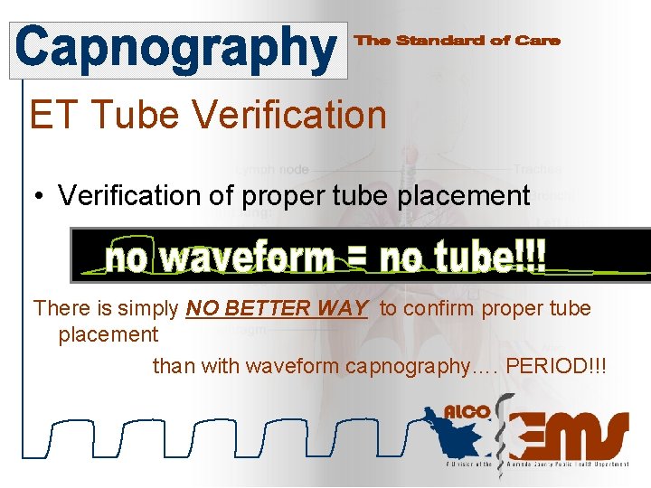 ET Tube Verification • Verification of proper tube placement There is simply NO BETTER