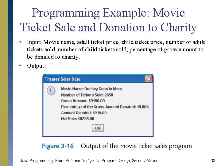 Programming Example: Movie Ticket Sale and Donation to Charity s Input: Movie name, adult