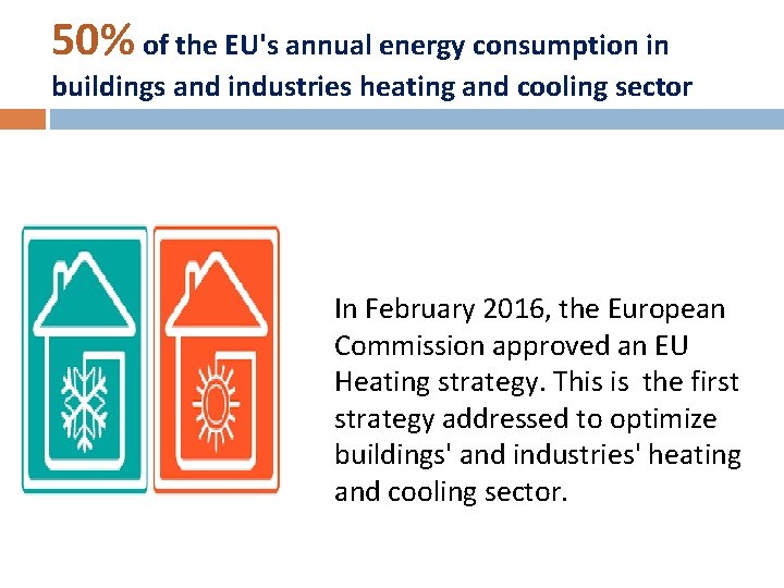 50% of the EU's annual energy consumption in buildings and industries heating and cooling