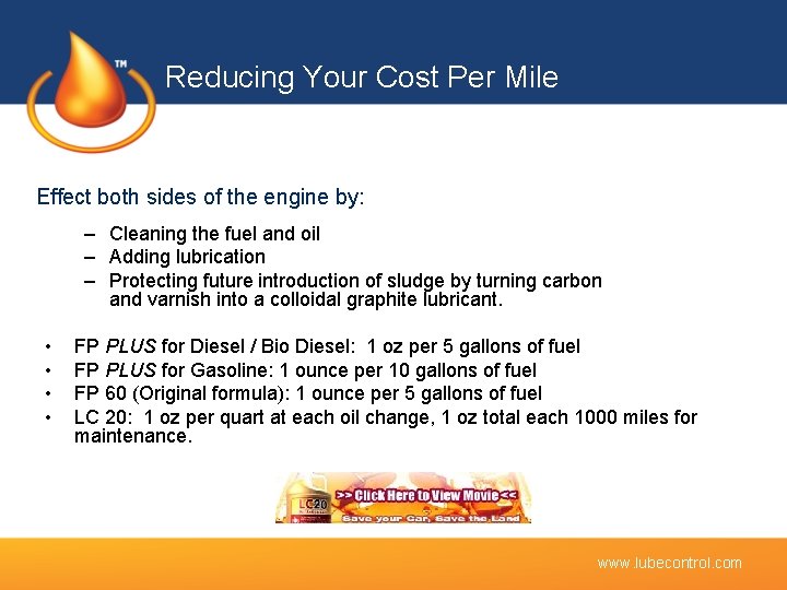 Reducing Your Cost Per Mile Effect both sides of the engine by: – Cleaning