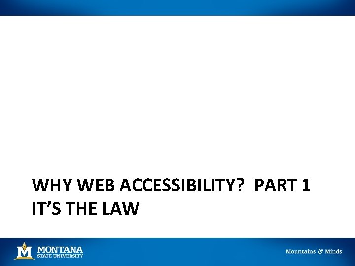 WHY WEB ACCESSIBILITY? PART 1 IT’S THE LAW 