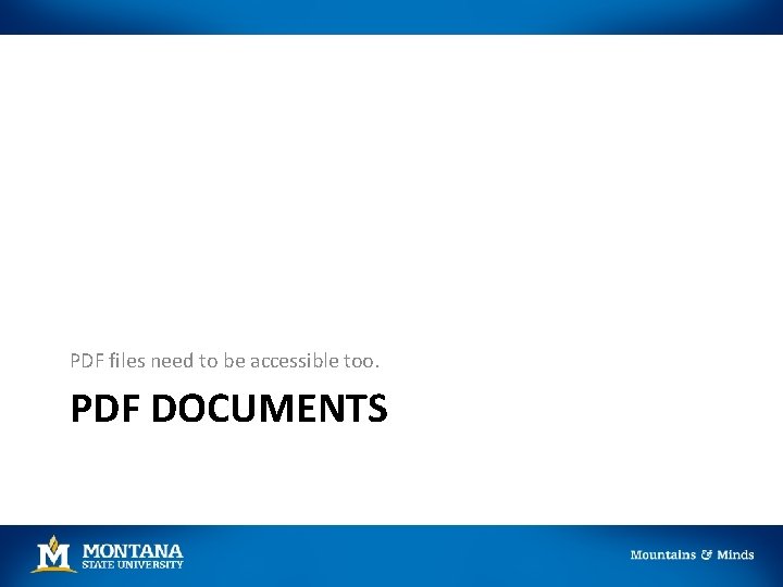 PDF files need to be accessible too. PDF DOCUMENTS 