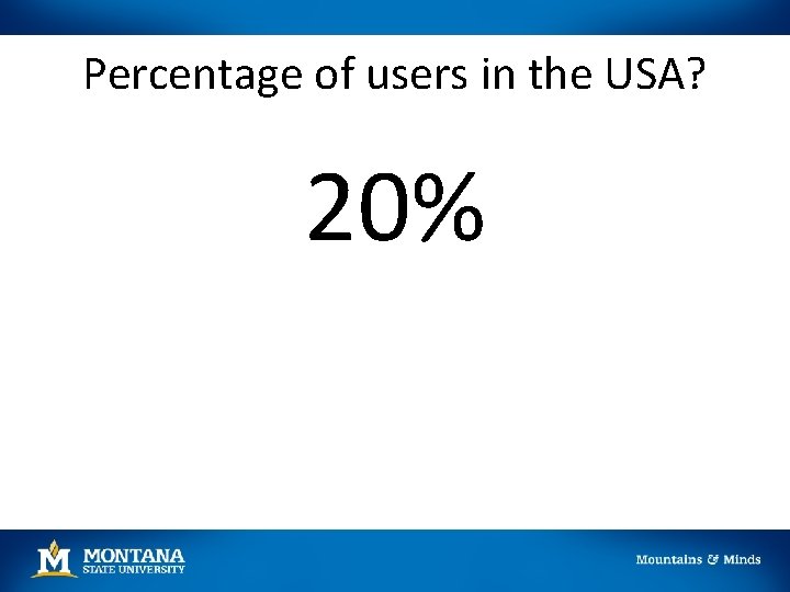 Percentage of users in the USA? 20% 
