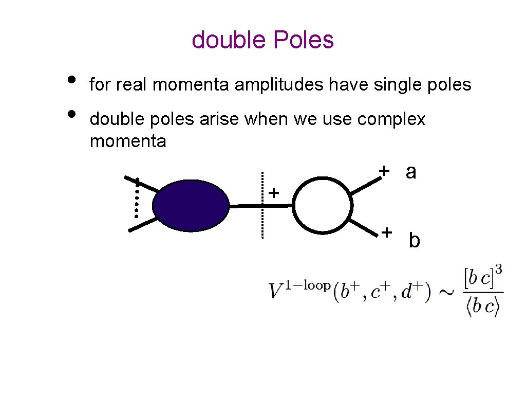 double Poles • • for real momenta amplitudes have single poles double poles arise