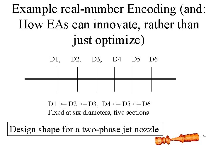 Example real-number Encoding (and: How EAs can innovate, rather than just optimize) D 1,