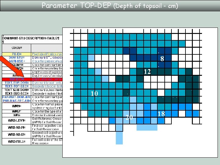 Parameter TOP-DEP (Depth of topsoil - cm) 8 12 10 20 18 