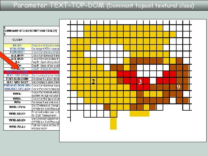 Parameter TEXT-TOP-DOM (Dominant topsoil textural class) 2 3 9 