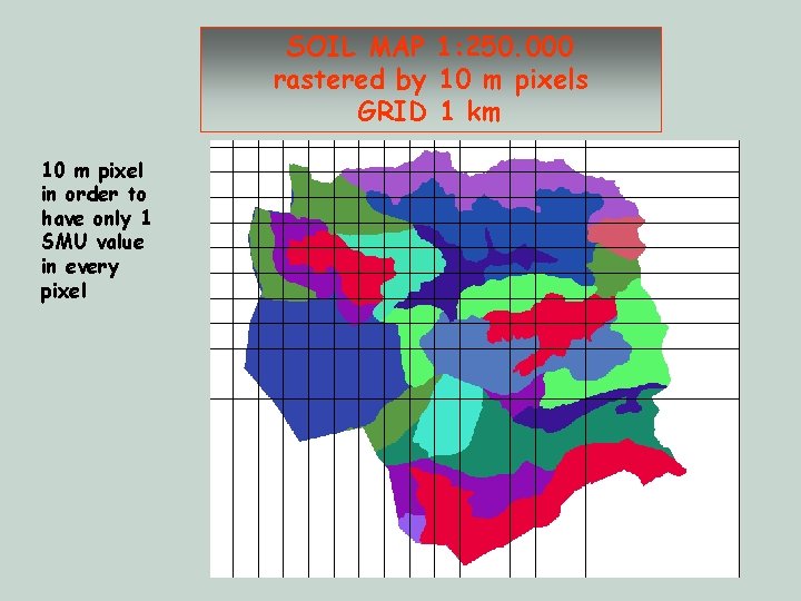 SOIL MAP 1: 250. 000 rastered by 10 m pixels GRID 1 km 10