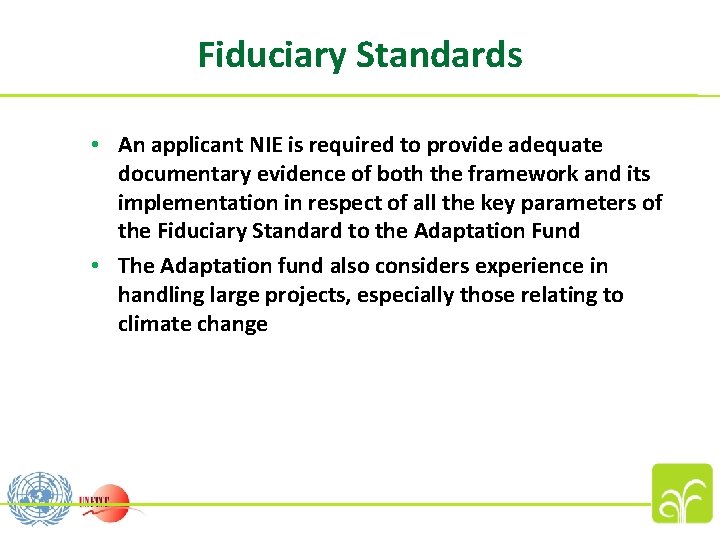 Fiduciary Standards • An applicant NIE is required to provide adequate documentary evidence of