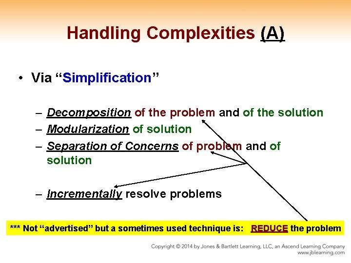 Handling Complexities (A) • Via “Simplification” – Decomposition of the problem and of the