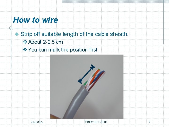 How to wire u Strip off suitable length of the cable sheath. v About