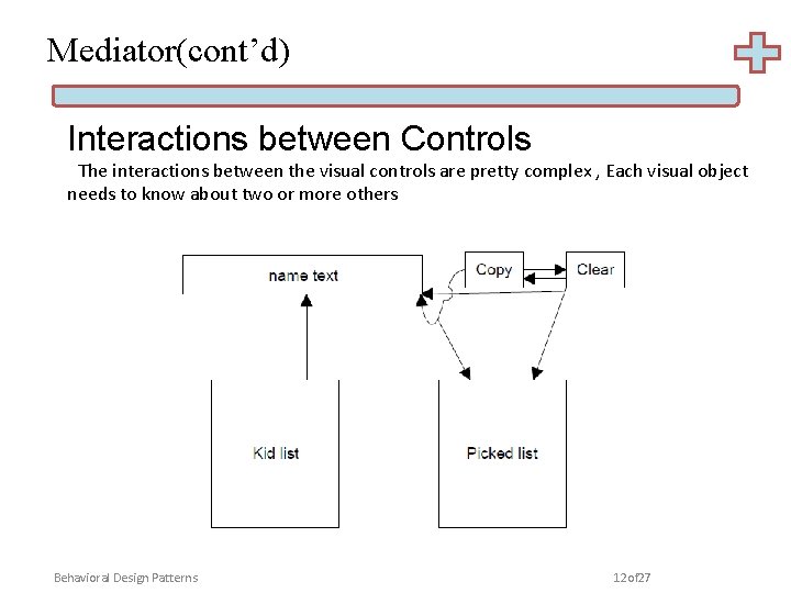 Mediator(cont’d) Interactions between Controls The interactions between the visual controls are pretty complex ,