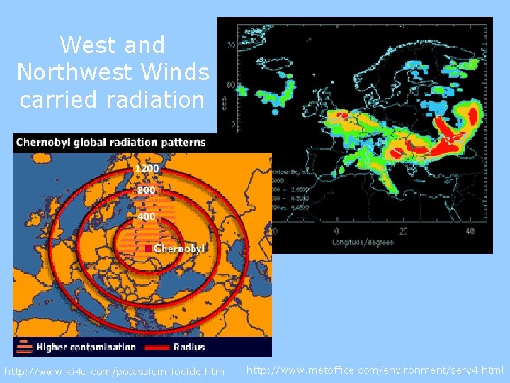 West and Northwest Winds carried radiation http: //www. ki 4 u. com/potassium-iodide. htm http: