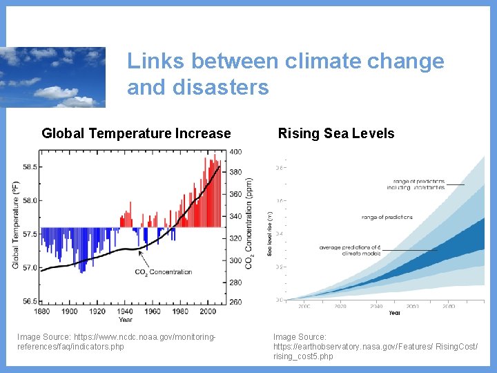 Links between climate change and disasters Global Temperature Increase Image Source: https: //www. ncdc.