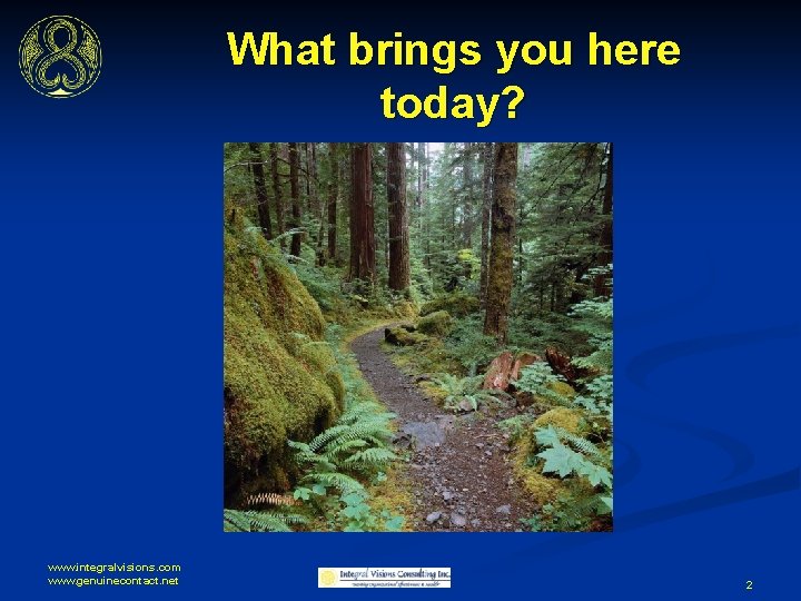 What brings you here today? www. integralvisions. com www. genuinecontact. net 2 
