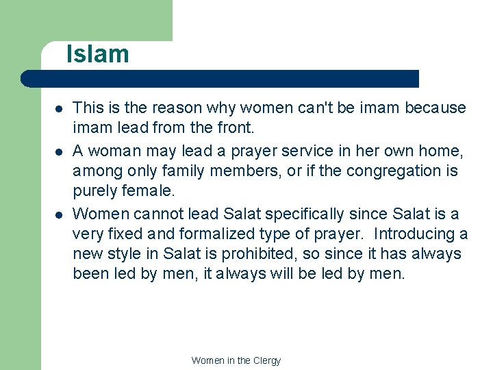 Islam l l l This is the reason why women can't be imam because