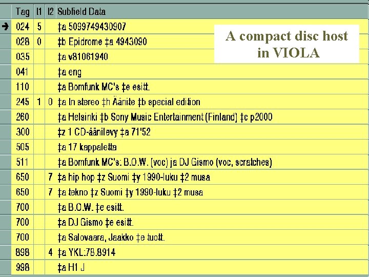 A compact disc host in VIOLA 