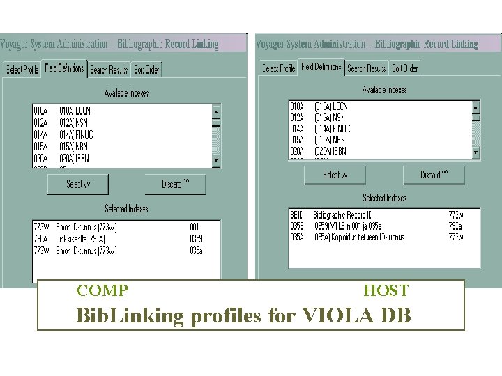 COMP HOST Bib. Linking profiles for VIOLA DB 