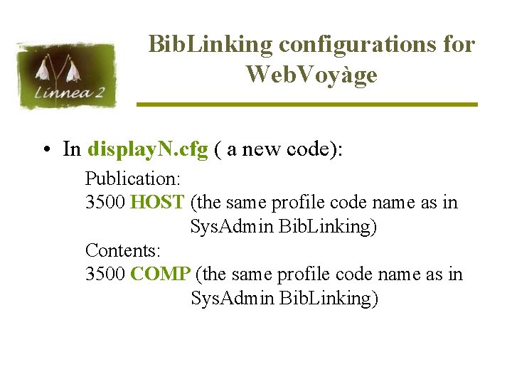 Bib. Linking configurations for Web. Voyàge • In display. N. cfg ( a new