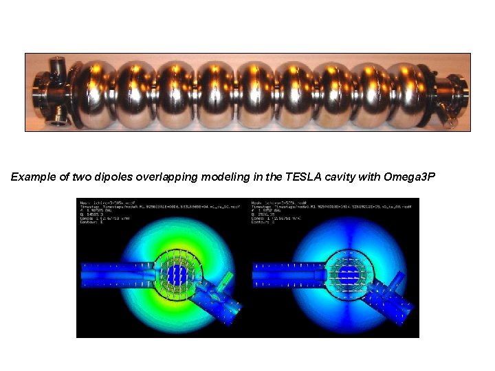 Example of two dipoles overlapping modeling in the TESLA cavity with Omega 3 P