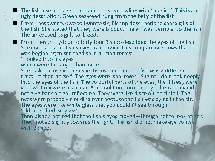  n The fish also had a skin problem. It was crawling with ‘sea-lice’.
