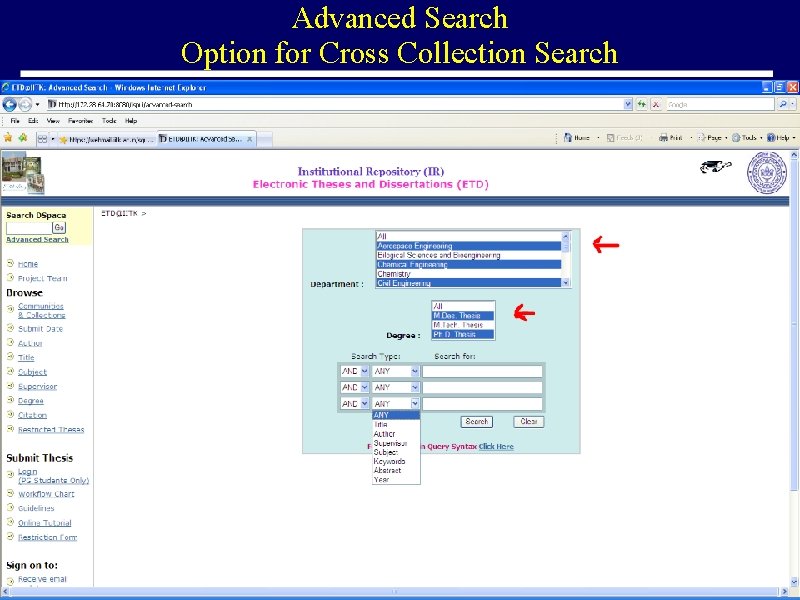 Advanced Search Option for Cross Collection Search 
