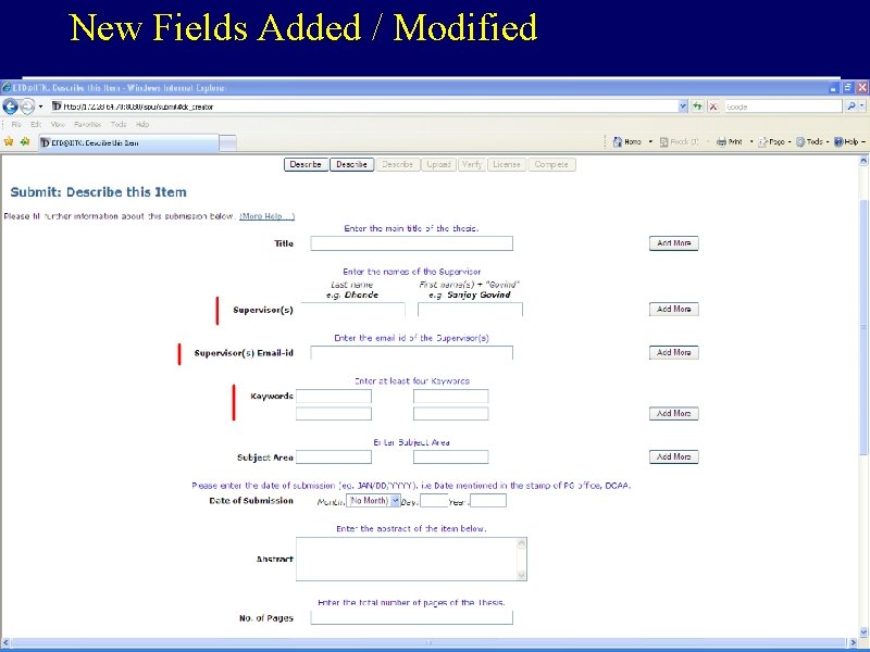 New Fields Added / Modified 