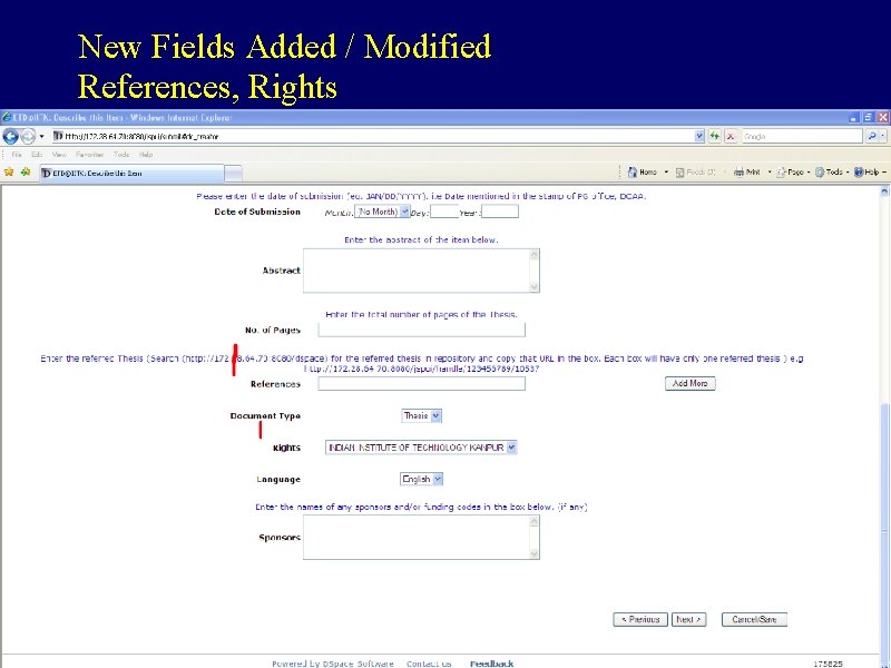 New Fields Added / Modified References, Rights 