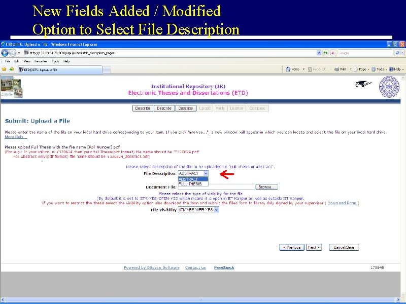 New Fields Added / Modified Option to Select File Description 