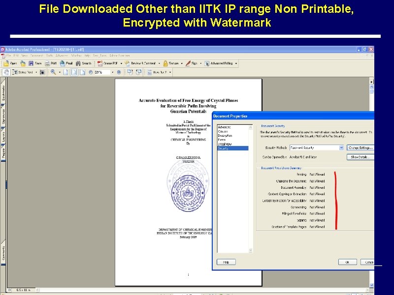 File Downloaded Other than IITK IP range Non Printable, Encrypted with Watermark 