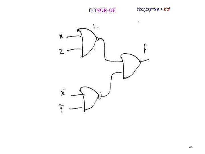 (iv)NOR-OR f(x, y, z)=xy + x. Iz. I 46 