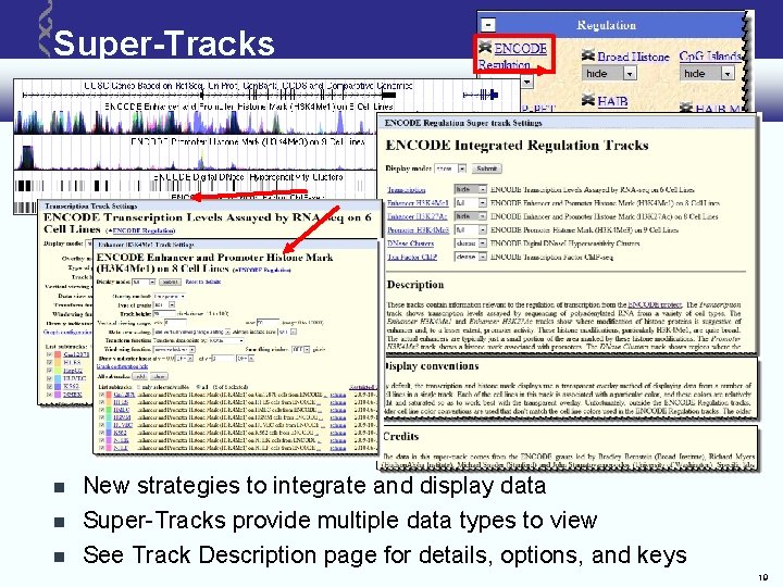 Super-Tracks New strategies to integrate and display data Super-Tracks provide multiple data types to Super-Tracks New strategies to integrate and display data Super-Tracks provide multiple data types to