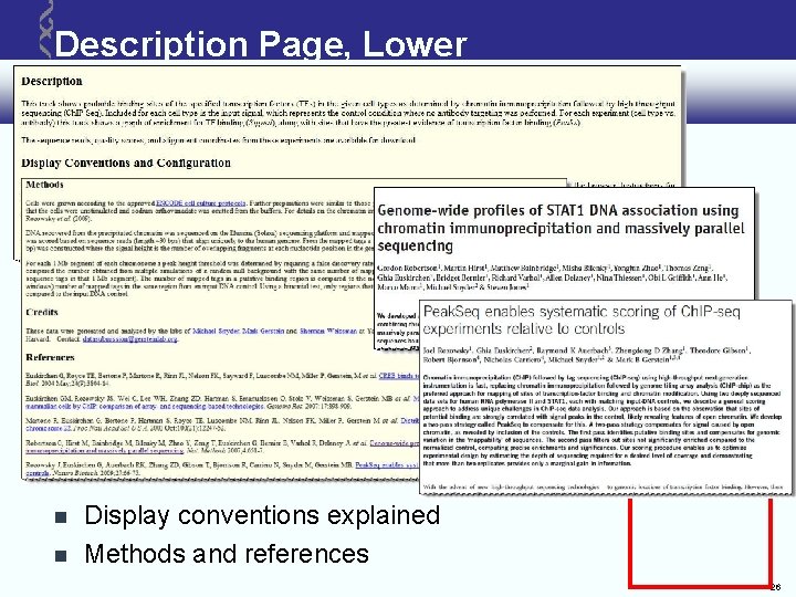 Description Page, Lower Display conventions explained Methods and references 26 Description Page, Lower Display conventions explained Methods and references 26