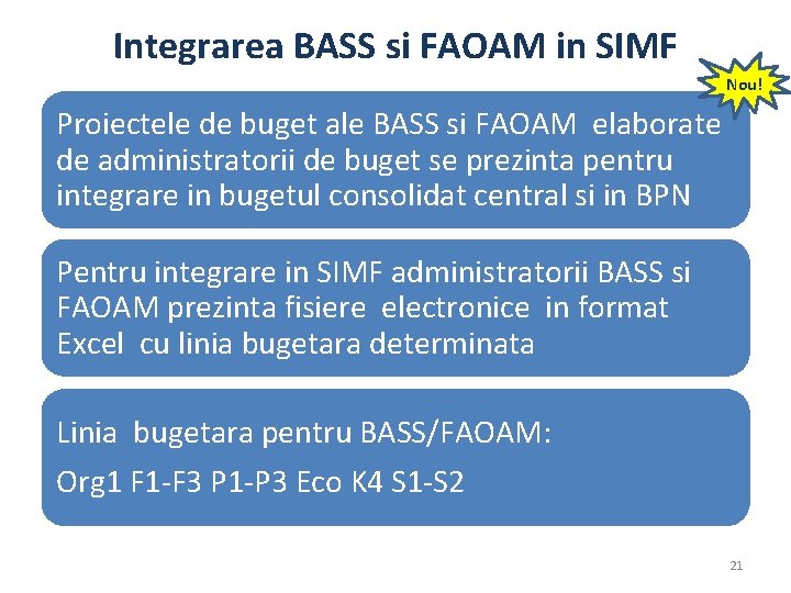 Integrarea BASS si FAOAM in SIMF Nou! Proiectele de buget ale BASS si FAOAM