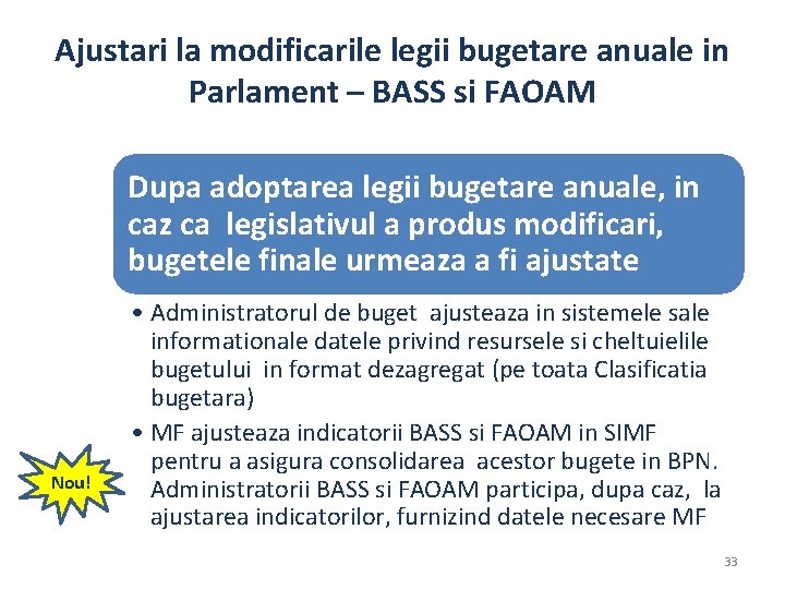 Ajustari la modificarile legii bugetare anuale in Parlament – BASS si FAOAM Dupa adoptarea