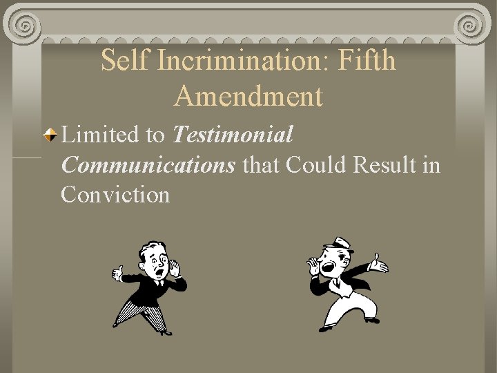 Self Incrimination: Fifth Amendment Limited to Testimonial Communications that Could Result in Conviction 